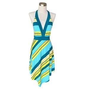 🩵NWT Wild Fable Women's Sleeveless Halter Dress Blue Striped XXL